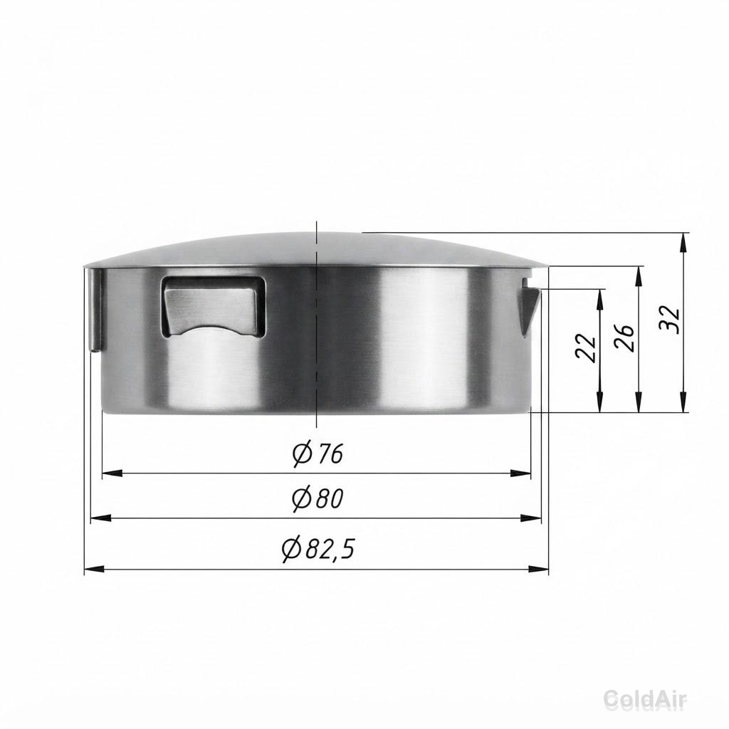 RC-U0968, дефлектор Ø 80 мм., закрывающийся, поворотный, серого цвета