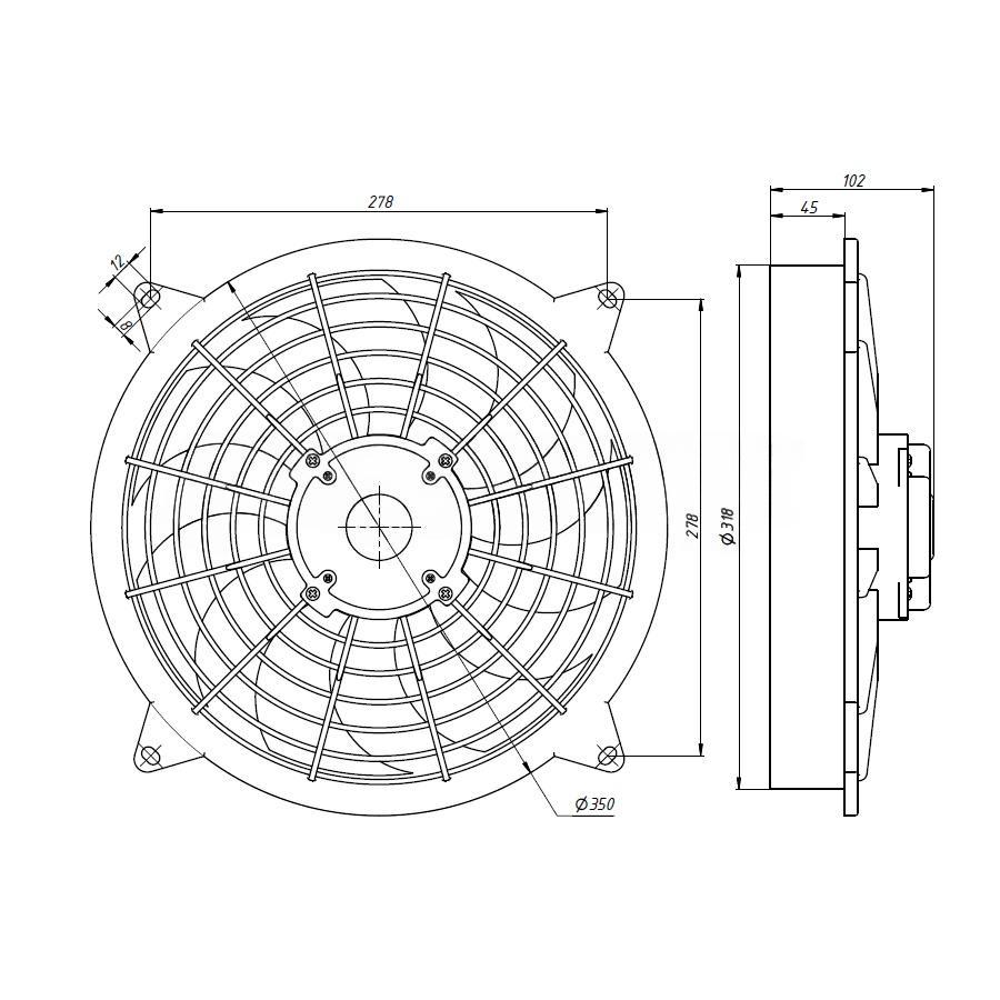 RC-U01282, вентилятор, 12V, 160W, PULL