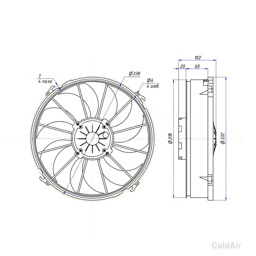 RC-U01317, вентилятор, 24V, 370W, PULL