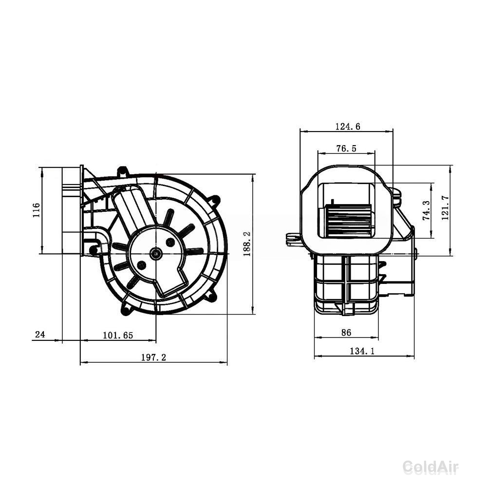 RC-U01449, вентилятор радиальный, 12V, 186W, аналог 84221391