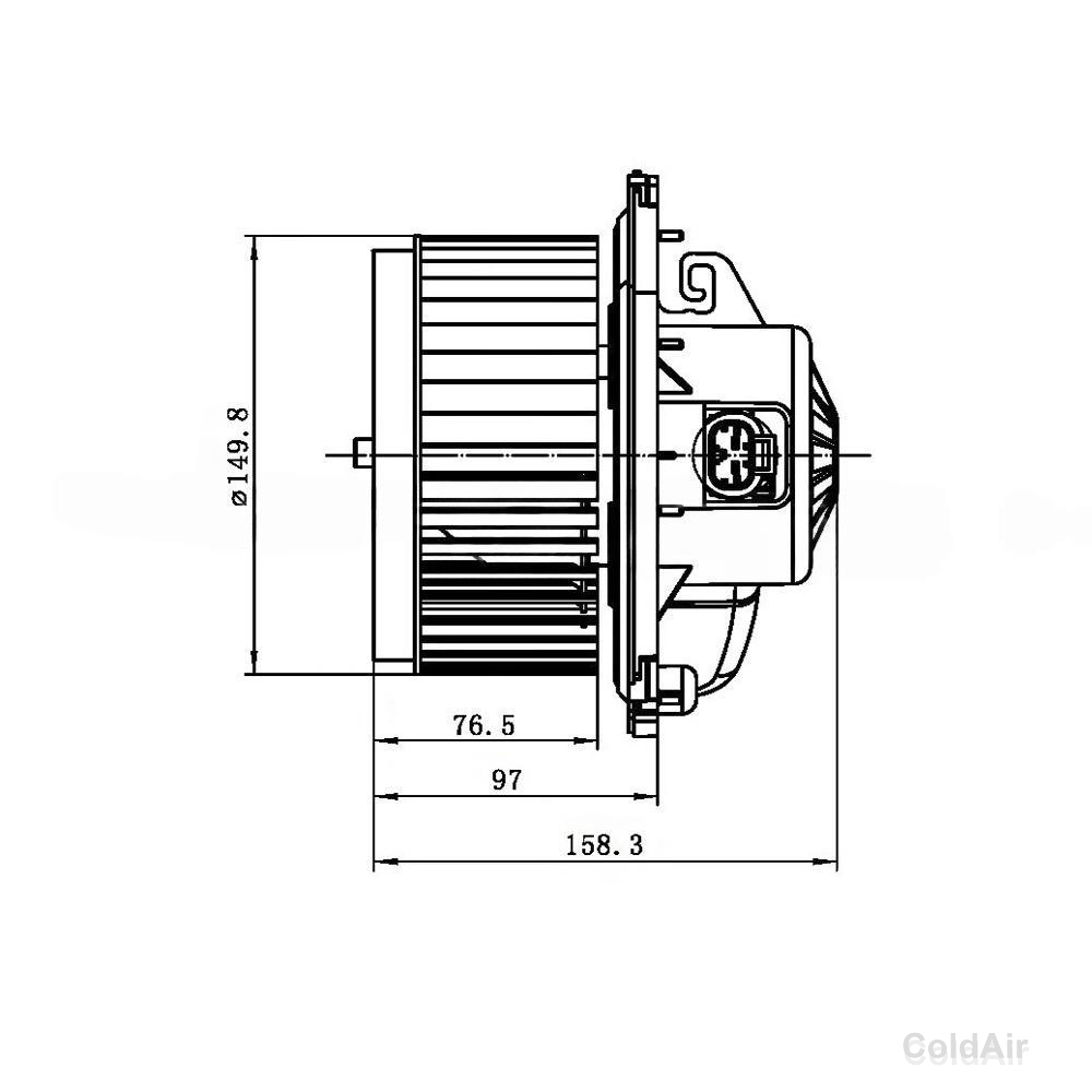 RC-U01452, электромотор с крыльчаткой (12V, 204W, PUSH), аналог John Deere AH220407