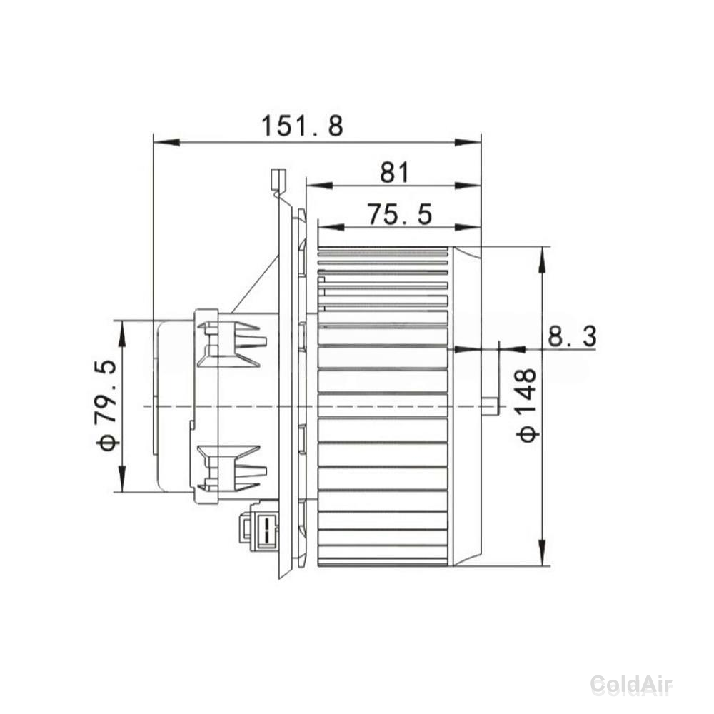 RC-U01459, электромотор с крыльчаткой (12V, 156W, PUSH), аналог 5592-1-519709