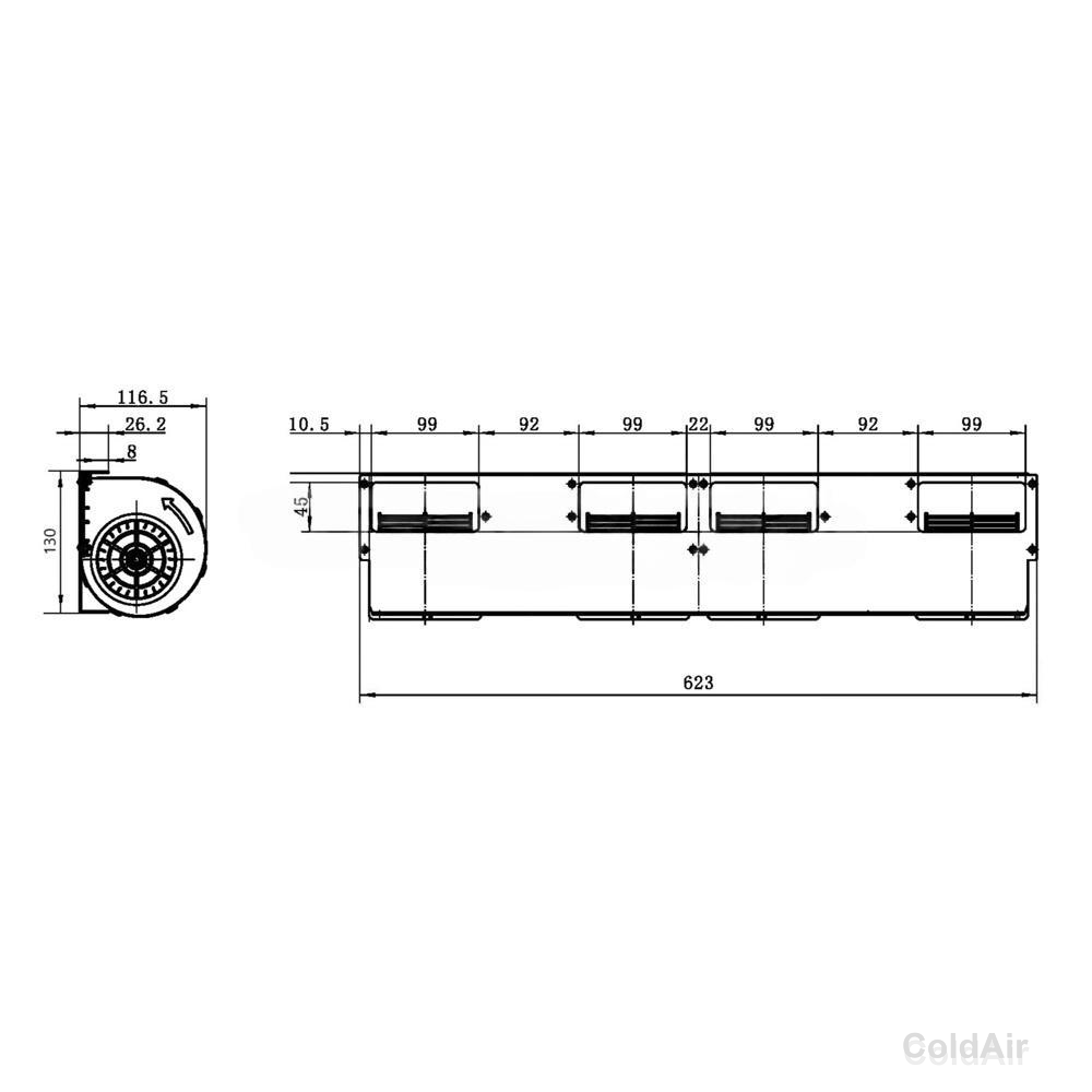 RC-U01462, вентилятор радиальный, 12V, 240W, резистор 3 скорости, аналог 82002761
