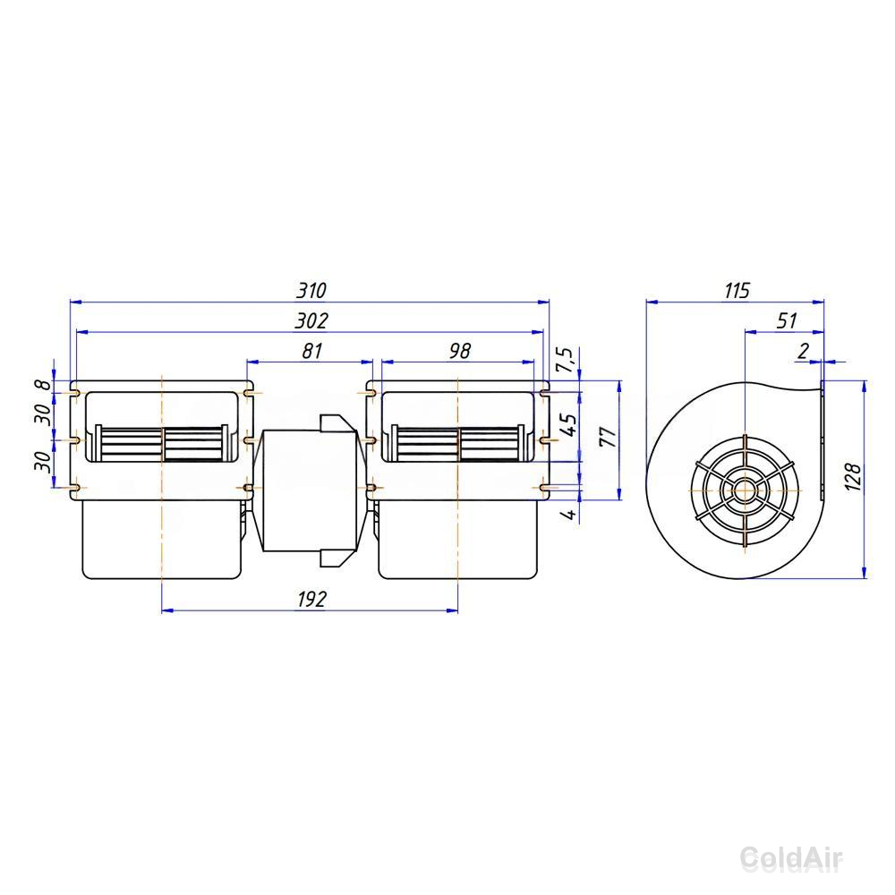 RC-U01474, вентилятор радиальный, 24V, 208W, с бесщеточным электромотором, аналог WZHF2601-1