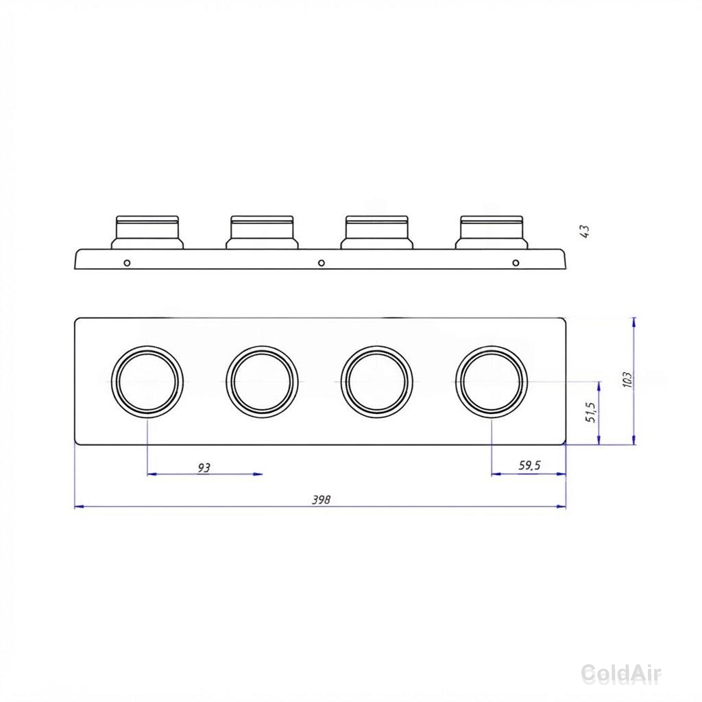 RC-U06125, панель передняя, 4 отв. Ø 50 мм. для BEU404-000