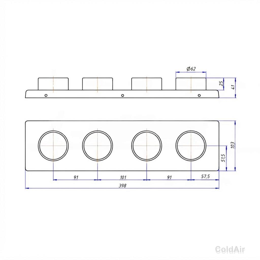 RC-U06133, панель передняя, 4 отв. Ø 63 мм. для BEU404-000