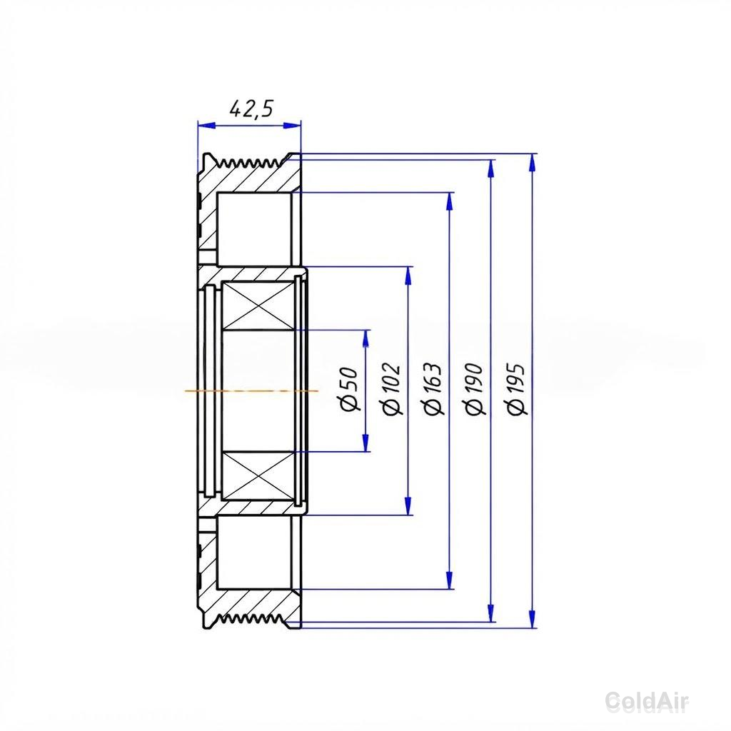 RC-U08704, шкив для TM-65, профиль PV8, Ø 190 мм., посад. Ø 50 мм., высота 42,5 мм.