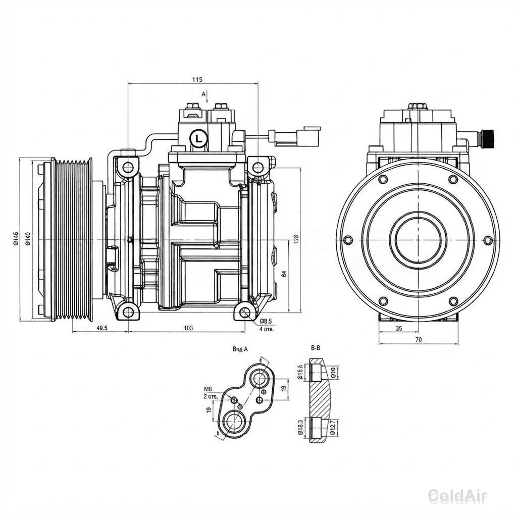 RC-U08708 (10PA15С,24V,PV8) выходы вертикальные, вход Ø 18,3 мм., выход Ø 15,5 мм.