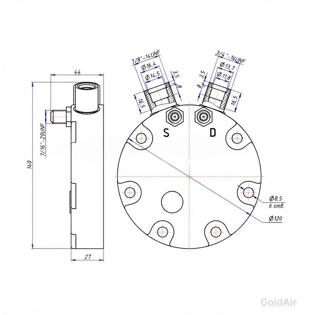 Крышка RC-U08727 на компрессора Sanden 7Н, O-Ring, 3/4
