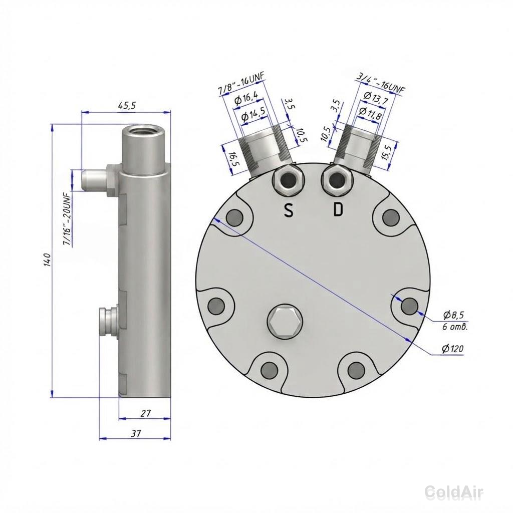 Крышка RC-U08728 на компрессора Sanden 7H, O-Ring, 3/4