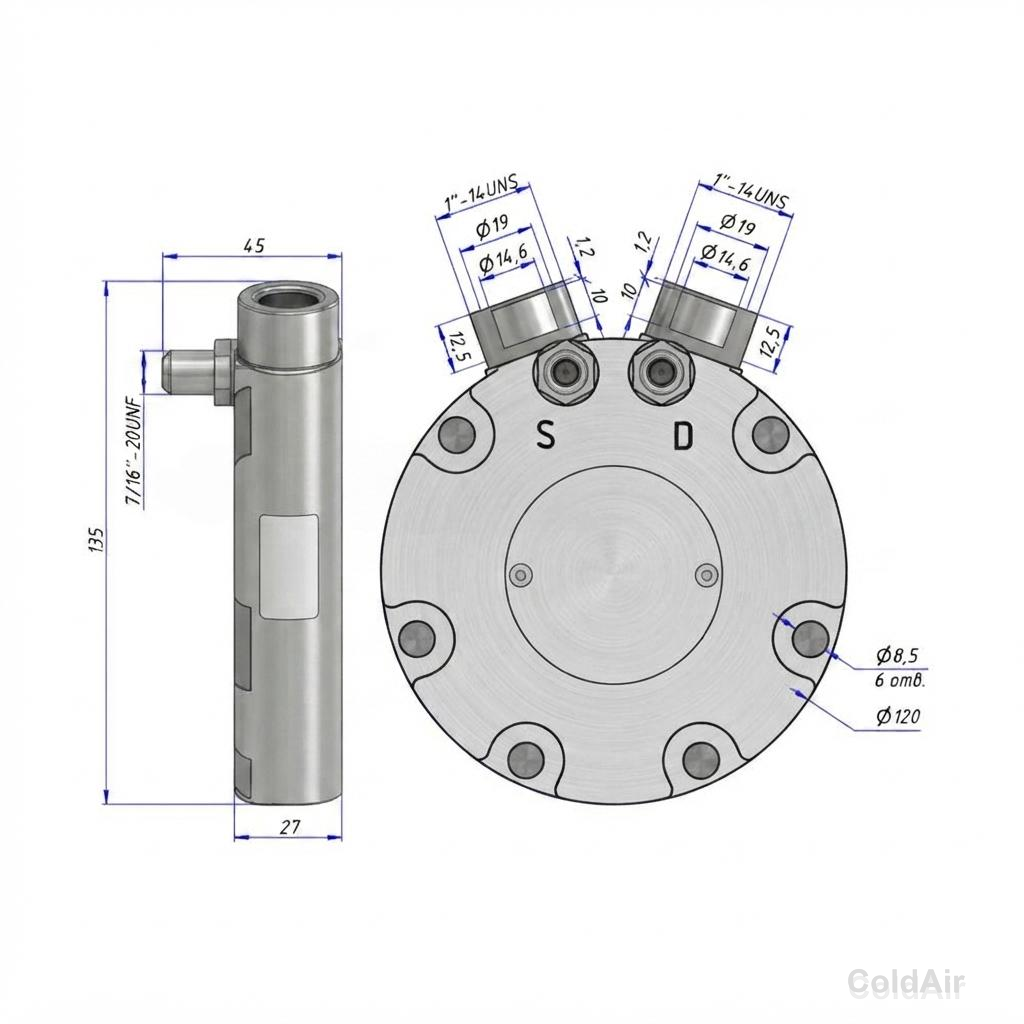 Крышка RC-U08729 на компрессора Sanden 7H, O-Ring, 1