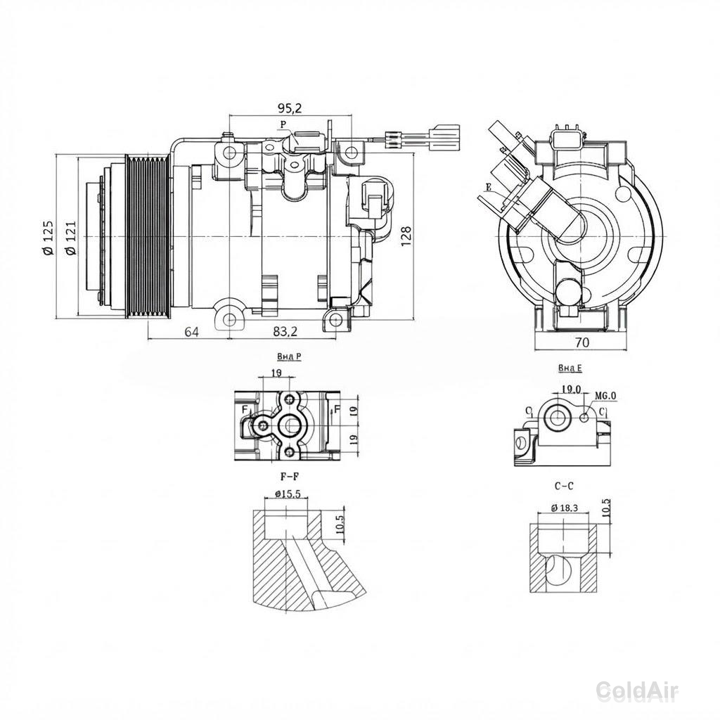 RC-U08734 (10SRE18C,12V,PV8) выходы вертикальные, вход Ø 18,3 мм., выход Ø 15,5 мм.