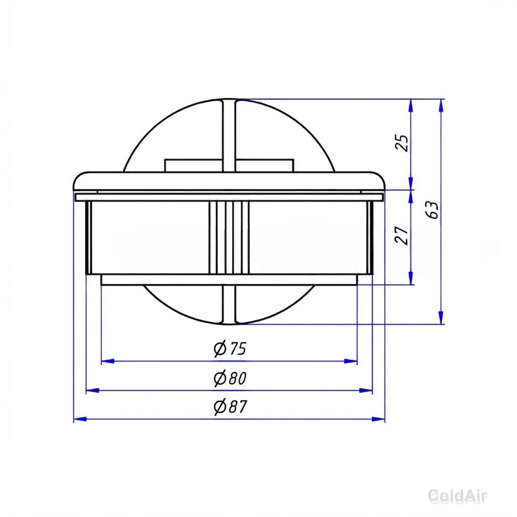 RC-U0979, дефлектор Ø 80 мм., закрывающийся, поворотный с резьбой
