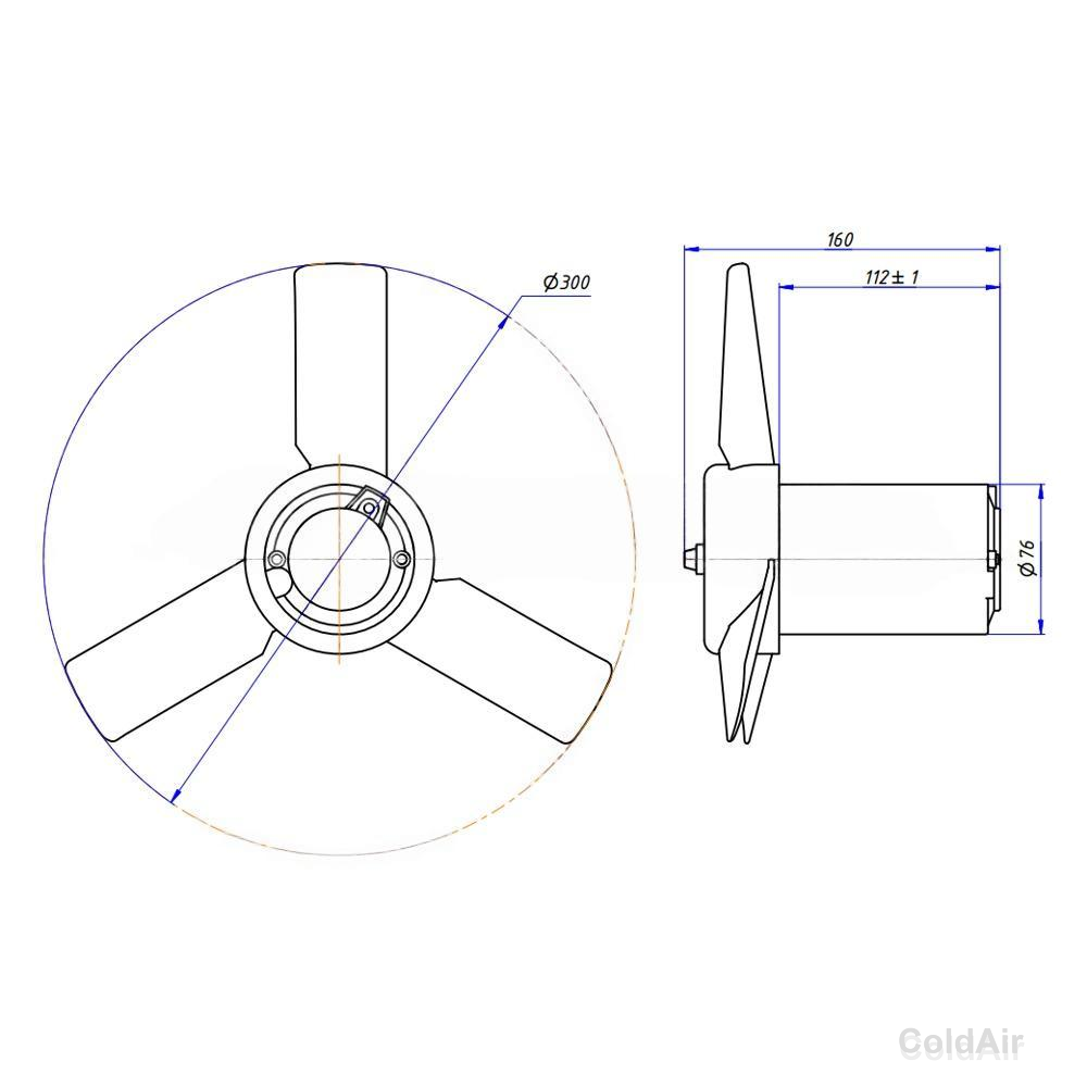 RC-U01323, электромотор осевой (24V, 144W, PUSH)