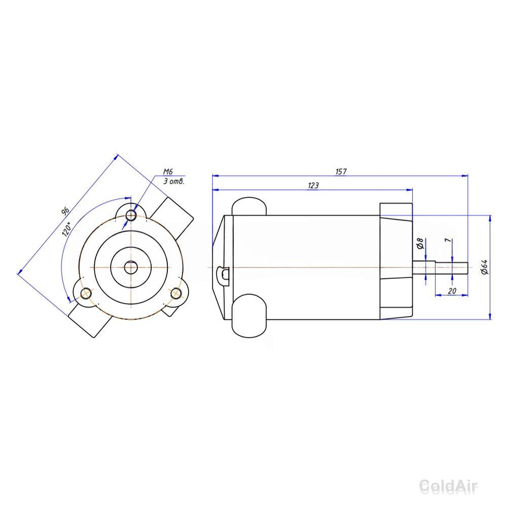 RC-U01358, электромотор вентилятора (14V, 91.5W, PULL) аналог Carrier 54-00639-114